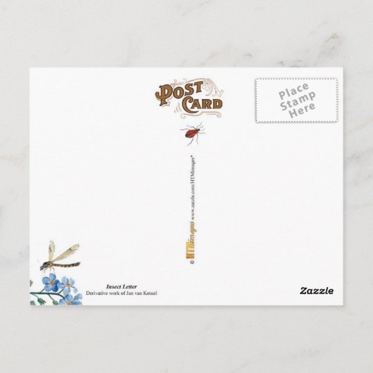 Vintage Insect Letter and postmark Briefkaart (Achterkant)