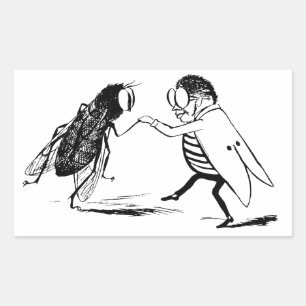 Vintage insecten dansen; Bromvlieg Rechthoekige Sticker