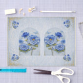 Vintage Inspired Blue & Gold Floral Decoupage Tissuepapier (Craft)