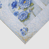 Vintage Inspired Blue & Gold Floral Decoupage Tissuepapier (Detail)