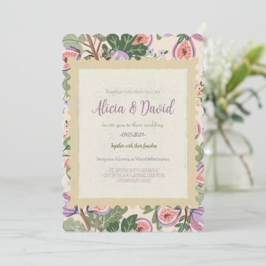  Vintage Inspired Fig Wedding Invitation Kaart (Staand voorkant)