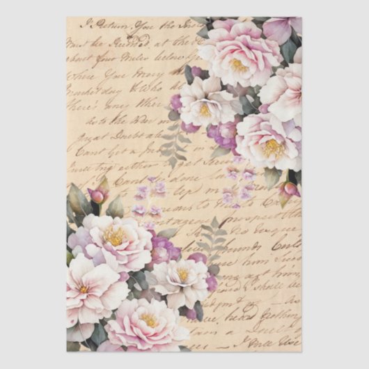 Vintage Inspired Floral Love Letter Decoupage Tissuepapier (Voorkant)