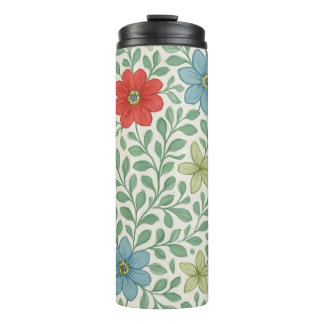 Vintage-Inspired Floral Vine Pattern Thermosbeker