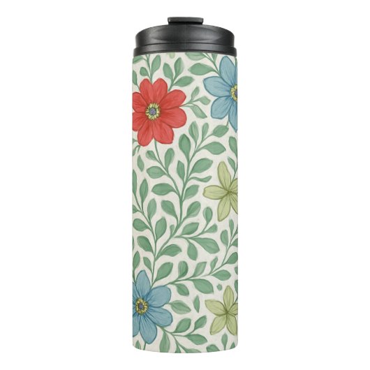Vintage-Inspired Floral Vine Pattern Thermosbeker (Voorkant)