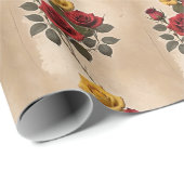 Vintage Inspired Red And Yellow Roses Cadeaupapier (Rol Hoek)