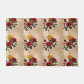 Vintage Inspired Red And Yellow Roses Deurmat (Voorkant)