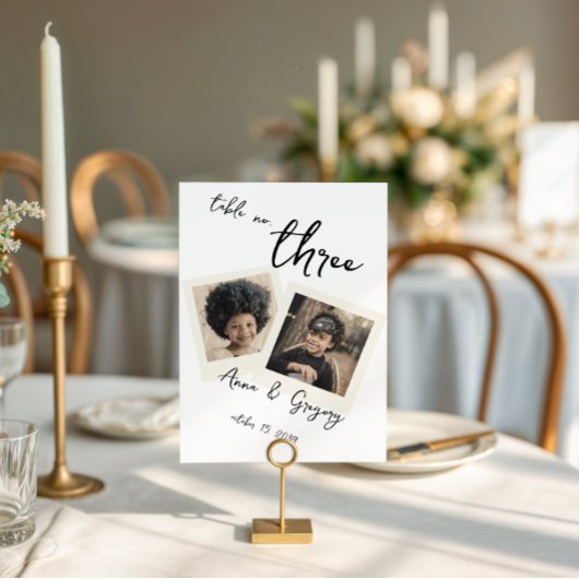 Vintage Instant Photo Handwriting 5x7 Table Number Kaart