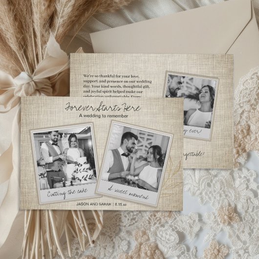 Vintage Instant Photo Wedding Thank You Bedankkaart