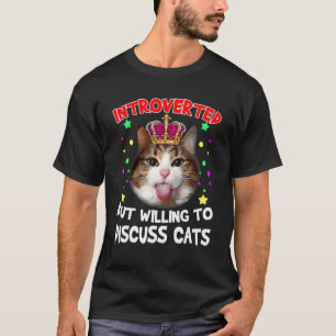 Vintage Introvert Maar Bereid Om Over Katten Te Pr T-shirt