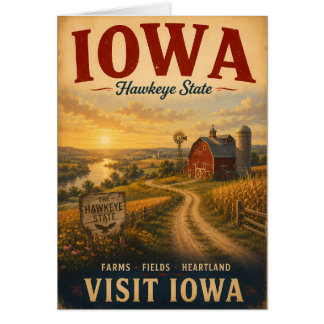 Vintage Iowa Hartland Boerderij Landschap Reis Pos