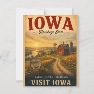 Vintage Iowa Hartland Boerderij Landschap Reis Pos Notitiekaartje