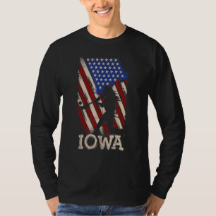 Vintage Iowa-honkbal Amerikaanse vlag met distress T-shirt