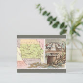 Vintage Iowa Map Briefkaart (Staand voorkant)