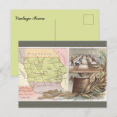 Vintage Iowa Map Briefkaart (Voorkant / Achterkant)