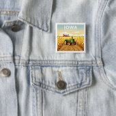 Vintage Iowa Vierkante Button 5,1 Cm (In situ)