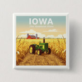 Vintage Iowa Vierkante Button 5,1 Cm (Voorkant)
