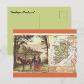 Vintage Ireland Map Briefkaart (Voorkant / Achterkant)