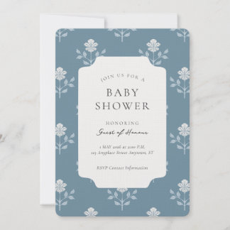 Vintage Iris Blokprint Bloemachtige Baby Shower Kaart