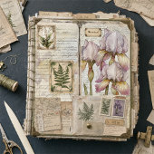 Vintage Iris & Fern Botanische Decoupage Ephemera Tissuepapier