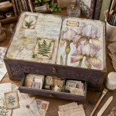 Vintage Iris & Fern Botanische Decoupage Ephemera Tissuepapier