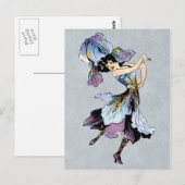 vintage iris flower fairy briefkaart (Voorkant / Achterkant)