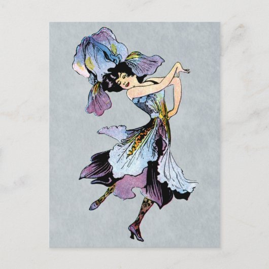 vintage iris flower fairy briefkaart (Voorkant)