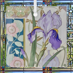 Vintage Iris Illustratie Glas Ornament