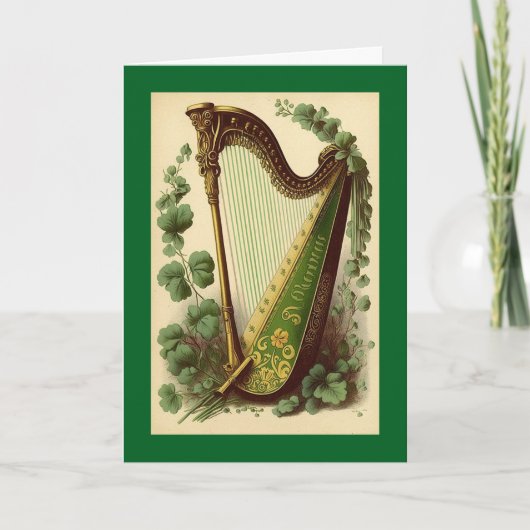 Vintage Irish Harp Greeting Card Kaart (Voorkant)