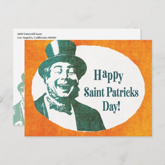 Vintage Irish Saint Patrick Briefkaart (Voorkant / Achterkant)
