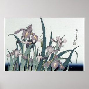 Vintage Irissen En Een sprinkhaan door Katsushika Poster