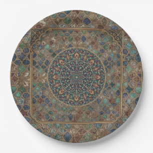 Vintage Islamitisch Geometrisch Mandala & Bloemmoz Papieren Bordje