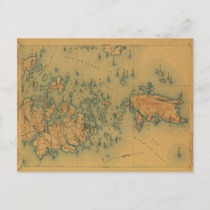 Vintage Isle au Haut, Maine Map Briefkaart