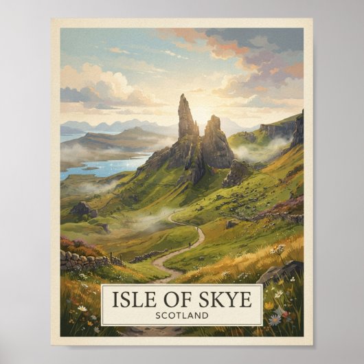 Vintage Isle of Skye Schotland Reisposter Poster (Voorkant)