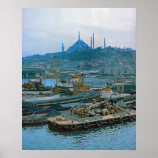 Vintage Istanbul, Boats on the Bosphoros Poster