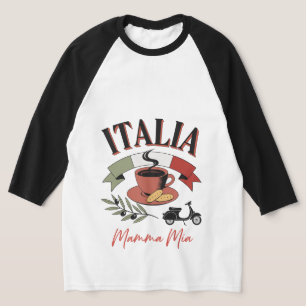 Vintage Italia Koffie, Retro Scooter & Mamma Mia T-shirt