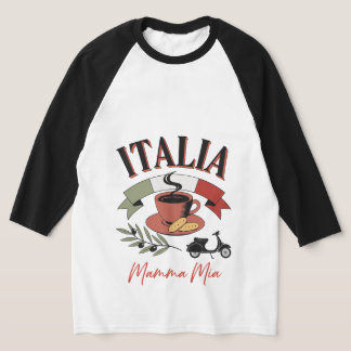Vintage Italia Koffie, Retro Scooter & Mamma Mia T-shirt