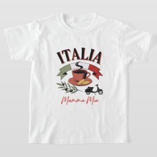 Vintage Italia Koffie, Retro Scooter & Mamma Mia T-shirt