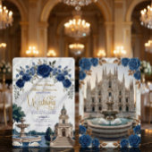 Vintage Italian Cathedral & Swans Wedding Kaart