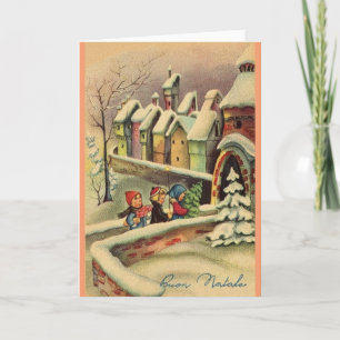 Vintage Italian Christmas Greeting Card Feestdagen Kaart