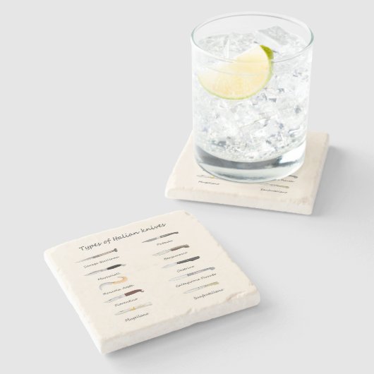 Vintage Italian Knives Pattern  Stenen Onderzetter (Zijkant)