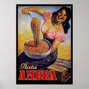 Vintage Italian Pasta Food Art Italië Poster