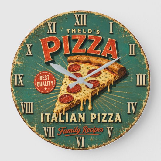 Vintage Italian Pizza Grote Klok (Voorkant)