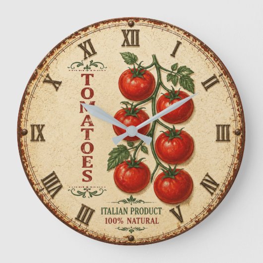 Vintage Italian Tomatoes Rustic Farmhouse Kitchen Grote Klok (Voorkant)