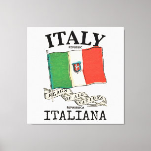 Vintage Italië Land Vlag Canvas Afdruk