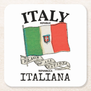 Vintage Italië Land Vlag Kartonnen Onderzetters