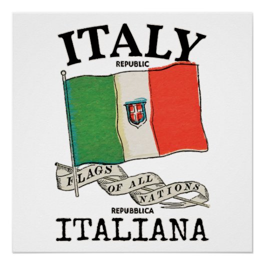Vintage Italië Land Vlag Perfect Poster (Voorkant)