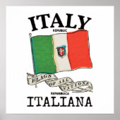Vintage Italië Land Vlag Poster (Voorkant)
