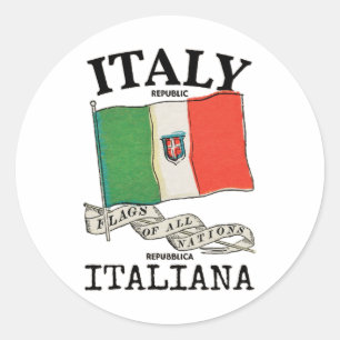 Vintage Italië Land Vlag Ronde Sticker