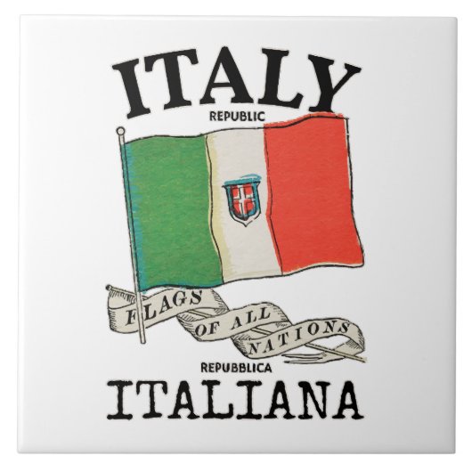 Vintage Italië Land Vlag Tegeltje (Voorkant)