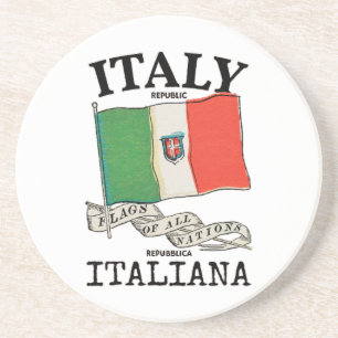 Vintage Italië Land Vlag Zandsteen Onderzetter
